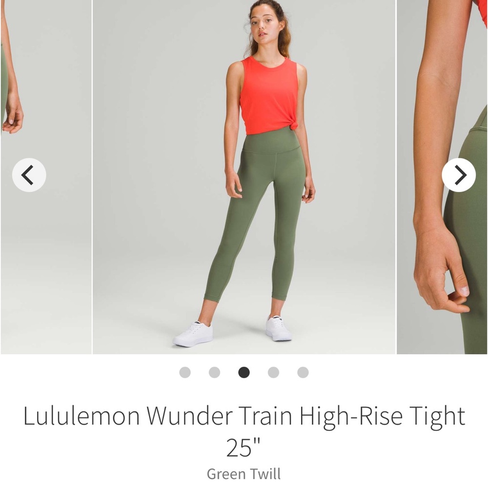 lululemon athletica Green Twill Wunder Train Leggings 25”